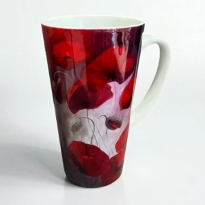 Lielā lattes krūze 450ml ar Elis.Artworks gleznas motīvu ar magonēm