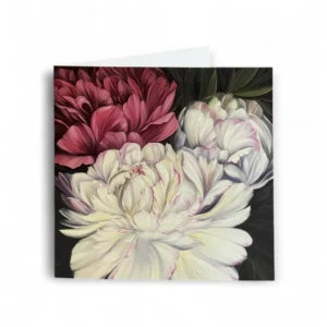 Atverama apsveikuma kartīte 14x14 cm formātā ar ziedu motīvu elegantos un harmoniskos toņos. Elis.Artworks dizains svētkiem un īpašiem mirkļiem.