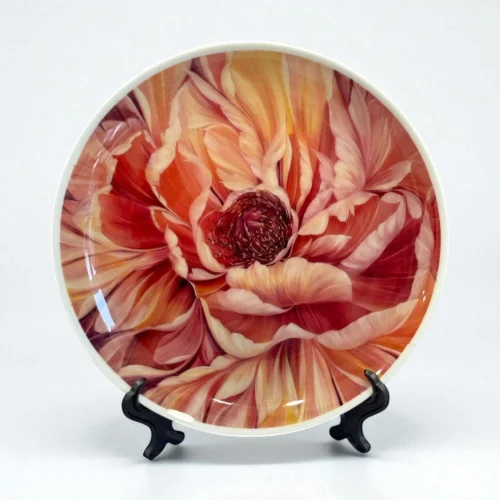 Šķīvis ''Saulainais zieds'' 20,5cm Elis.Artworks ziedu gleznas motīvs